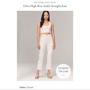 Abercrombie & Fitch Ultra High Rise Straight Jeans in Cream / White